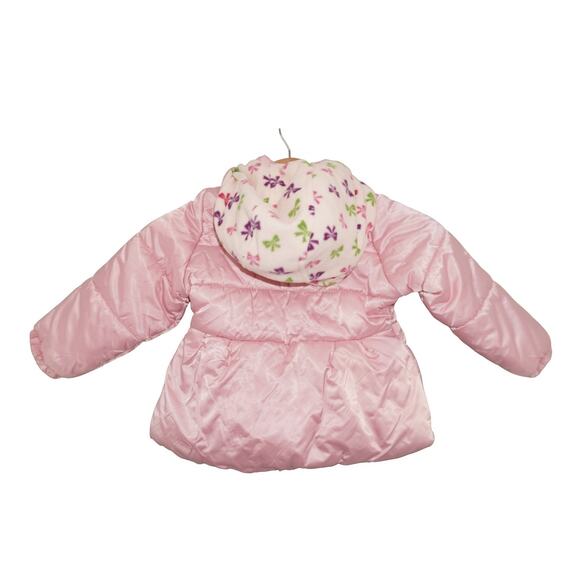 OshKosh B’gosh Toddler Pink Quilted Puffer Jacket 2T Hooded Fleece Lined - Picture 2 of 6